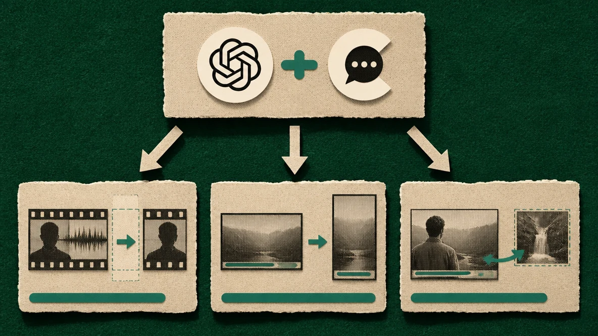 ChatCut's MCP Server plugin for ChatGPT handles silence removal, auto-captions, video reframing, and B-roll insertion, enabling full AI video editing from a single conversation.