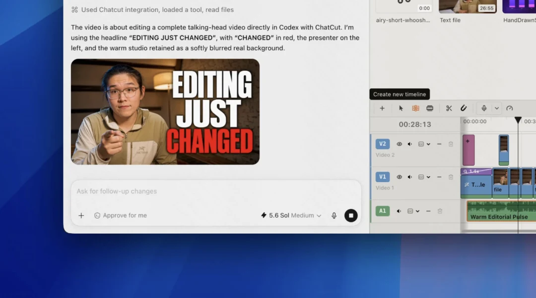 A YouTube thumbnail generated inside the ChatCut video-editing workflow