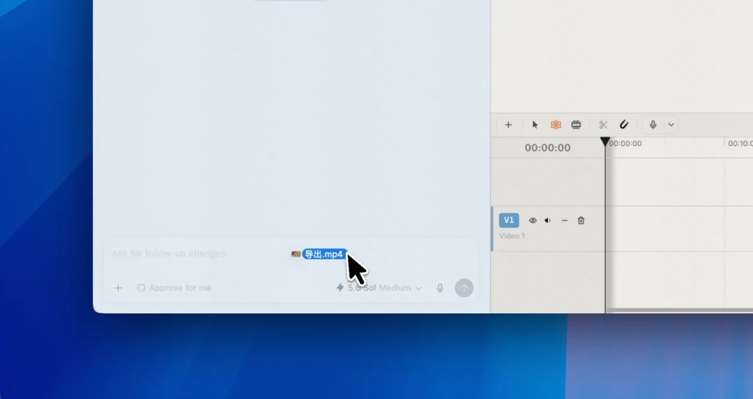 A source video attached to a ChatGPT video-editing task