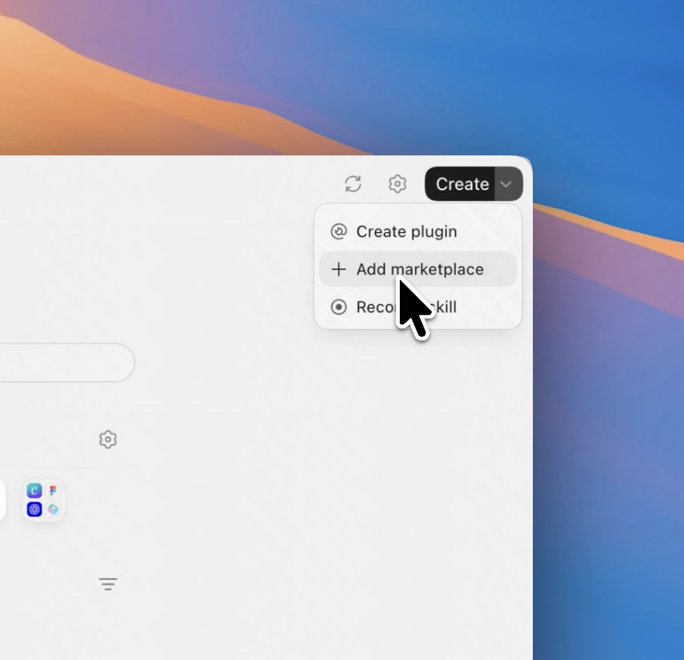 Click Create, then Add marketplace